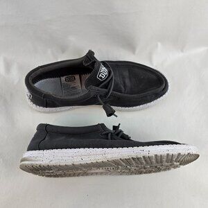 Hey Dude Wally Slub Canvas Mens 11 Dark Grey Casual Loafers Lightweight Comfort